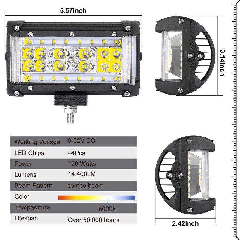 Side Shooter LED Lights, AutoPowerPlus 2pcs 5 inch 120W LED