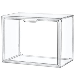 vitrina de acrílico transparente, contenedores de almacenamiento de plástico apilables con tapa de atracción magnética, escaparate para cosméticos, figuras grandes coleccionables, XL