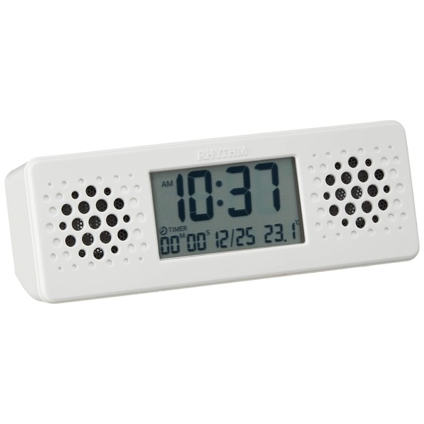 Rhythm Clock Radio Wave Waterproof Alarm Clock akuapuru-humyu-zikku Bluetooth Music Play Bath and help, Timer Function with White Rhythm 8rda73rh03