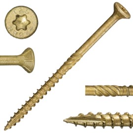 Unbranded 9 x 3" Star Drive Tan XL1500 SaberDrive® Exterior Deck Screws - 73 pcs. Box