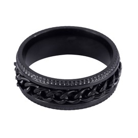 LUCKMAN Anillos Hombre de Acero Inoxidable con Cadena, Anillo Anti Ansiedad Giratorio Color Negro – Joyería y Accesorios para Hombre, Regalos para Hombre Originales y Regalos para Papá, Modelo Ander