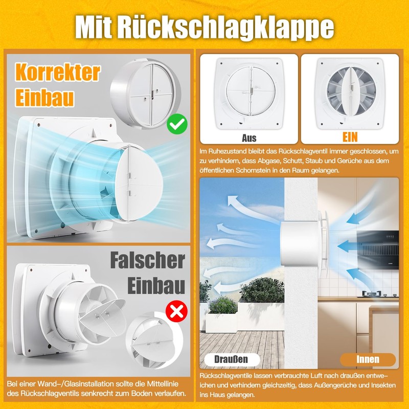 Focxoio Bathroom Fan 100 mm with Humidity Sensor and Time