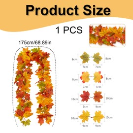 1 PCS Autumn Garland,Fall Garland,Autumn Leaves Garland,Autumn Leaves Decorations,Autumn Leaf Garland,Fall Decorations for Home,Maple Leaf Garland,Autumn Garland with Pumpkins,Autumn Decorations