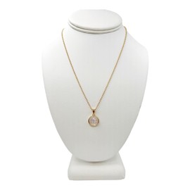 Small Mother of Pearl Saint Benedict Medal 18k Gold Plated Ball Chain
