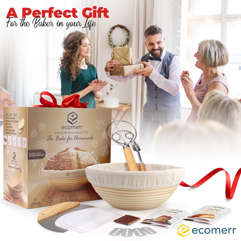 Banneton Bread Proofing Basket, 9inch Round Sourdough Starter Kit, Sourdough