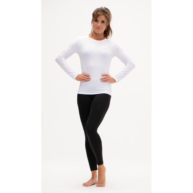 DEVOPS Women's Compression Long Sleeve Athletic Shirts (Small, Black/Pink/White)