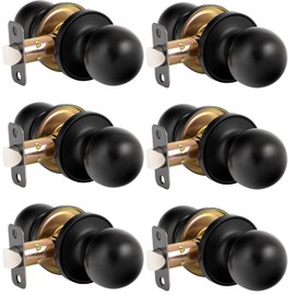 HOSOM 6 Pack Dummy Knob Black Closet Door Knobs Single Side Non-Turning, Inactive Interior Round Knob