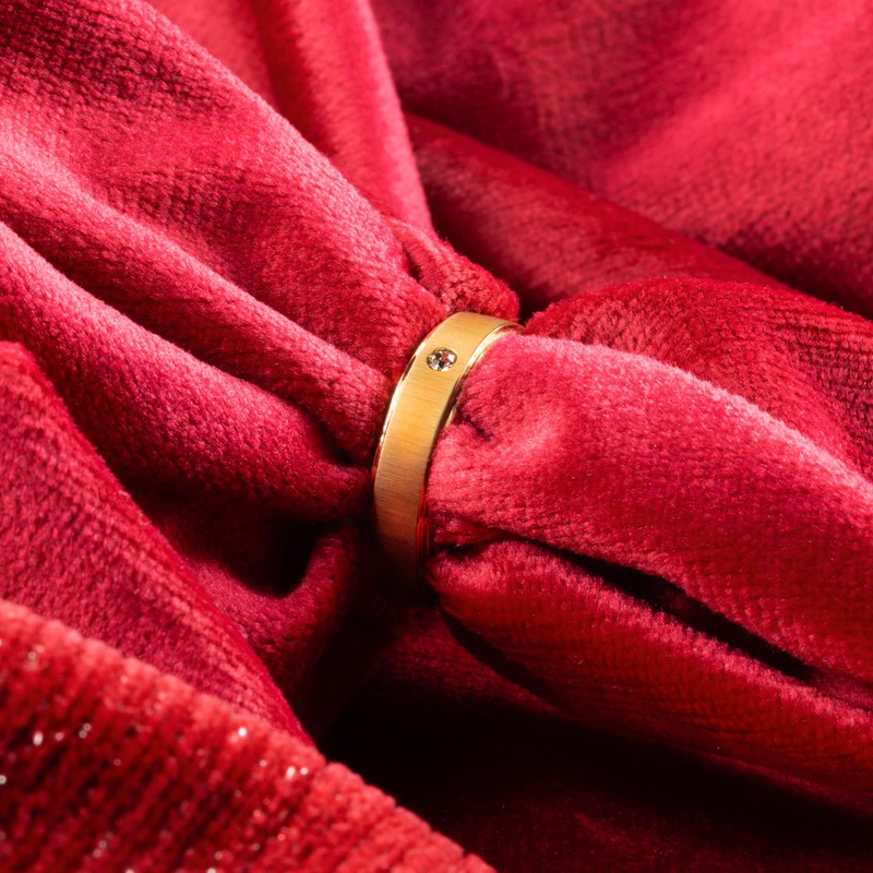 meditoys Stainless Steel Ring for Women Rose Gold with Ice