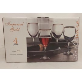 circleware Set Of 4 Imperial Gold Rim Wine Goblets 11.5 oz Glasses Circleware Stemware