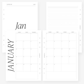 A5 2025 Month on Two Pages Monthly Planner Insert Agenda Refill for 6 ringed A5 Filofax, Kikki K, LV GM agendas (Monthly Classic (Monday Start, Separable Months))