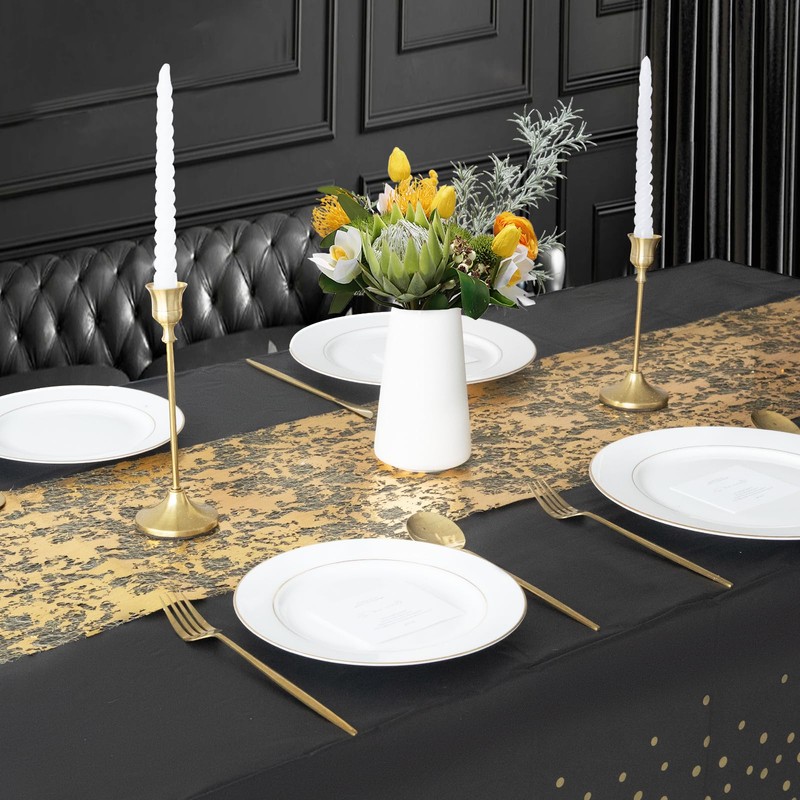NLUS 2 PCS Gold Table Runner, 11"x108" Per Roll Sequin