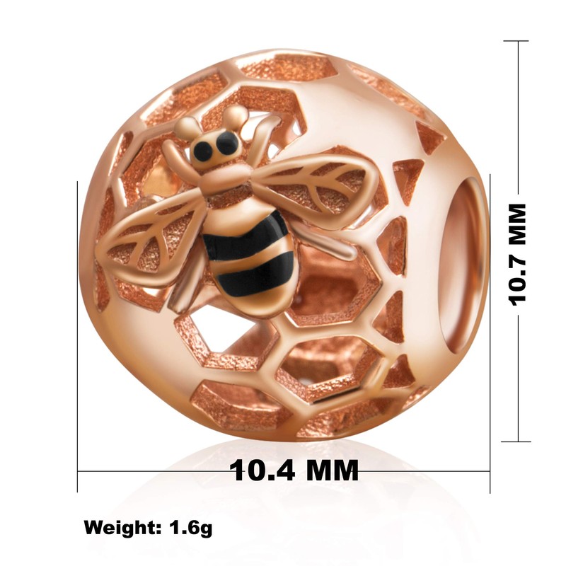 Abalorio de plata de ley 925 con diseño de abeja