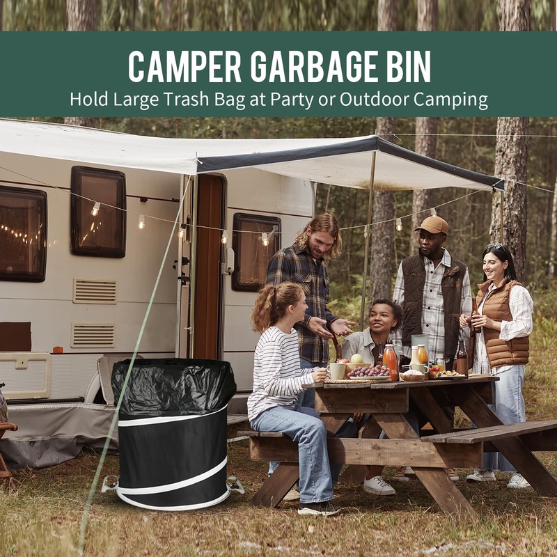 Rachmi 40 Gallon Collapsible Trash Can 2-Pack | Reusable Outdoor