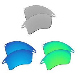 EZReplace Lenses Replacement for Oakley Fast Jacket XL OO9156 Sunglasses (Polarized Lenses) - Fits Oakley Fast Jacket XL Frame (Metal Silver+Ice Blue+Spring Green)