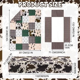 Hahafelt 3 Piece Patchwork Crib Bedding Set, Neutral Cow Cactus Print Baby Bedding, Barnyard Western Nursery Decor, Standard Size Soft Baby Bedding Set Includes Quilt, Fitted Crib Sheet, Crib Skirt