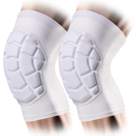 COOLOMG Protective Knee Pads for Wrestling Basketball Football Volleyball Youth Kids Adult Knee Compression Sleeves White S