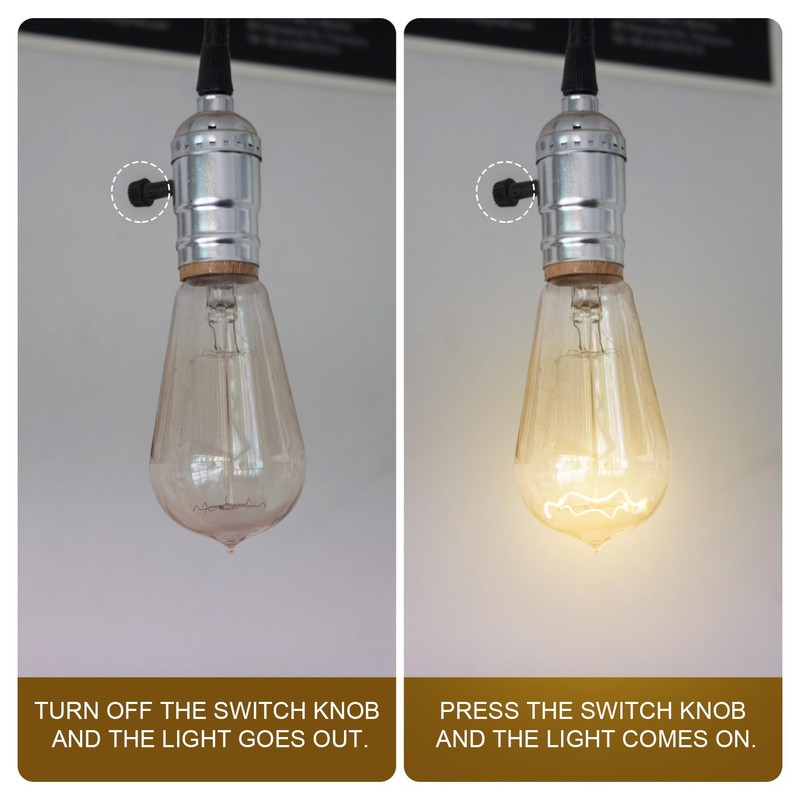 12pcs Lamp Switch Turn Knobs, Black Lamp Socket Knob with