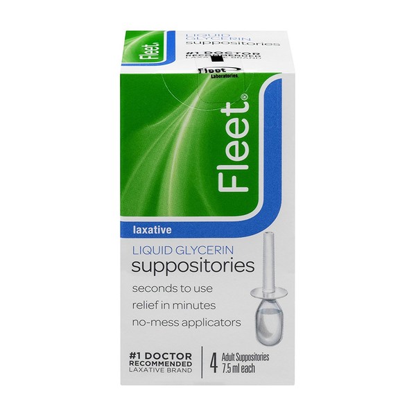 Fleet Liquid Glycerin Suppositories for Adult Constipation, 4 Count | Pack of 12