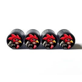 Angry Rooster Tire Valve Stem Caps - Black Aluminum - Set of Four