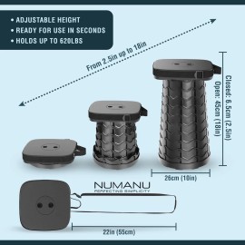 NUMANU 2025 Upgraded 2025 Square Standard Stool & 3IN1 Padded Carry Bag, Black