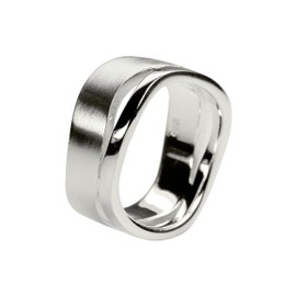 SILBERMOOS Jewelry Women´s Ring Wave Waved Curly Matt Polished 925 Sterling Silver, Size:L