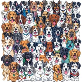 Wooden Puzzles for Adults,Hundred Dogs Wooden Jigsaw Puzzles 61pcs,11.2x11.2in,Medium,Unique Shape Adult Puzzles,Irregular Wood Puzzles Creative Gift for Adults and Kids Family Game