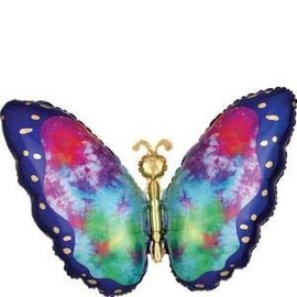 Tie Dye Butterfly Happy Birthday Party Bouquet of Balloons with (Blue Number 9)