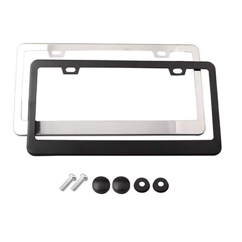 juew Stainless Steel License Plate Frame Durable with Screw Caps
