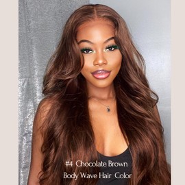 ALHER Color #4 Chocolate Brown Body Wave Bundles 20 22 24 Inch, Dark Brown Colored Bundles Sew In Weave Wavy Bundles, 10A 100% Unprocessed Brazilian Virgin Remy Hair Double Weft Bundles(#4, 20 22 24)