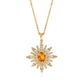 Ross-Simons 1.85 Carat Citrine and .87 ct. t.w. White Topaz Starburst Pendant Necklace in 18kt Gold Over Sterling. 18 inches