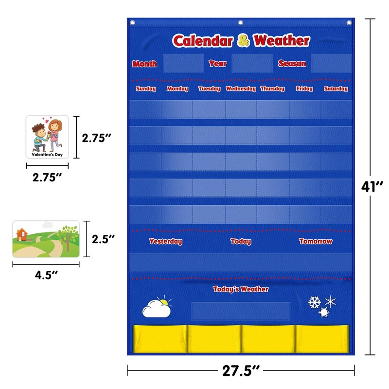 Godery Calendar and Weather Pocket Chart, Classroom Organized Chart, 149