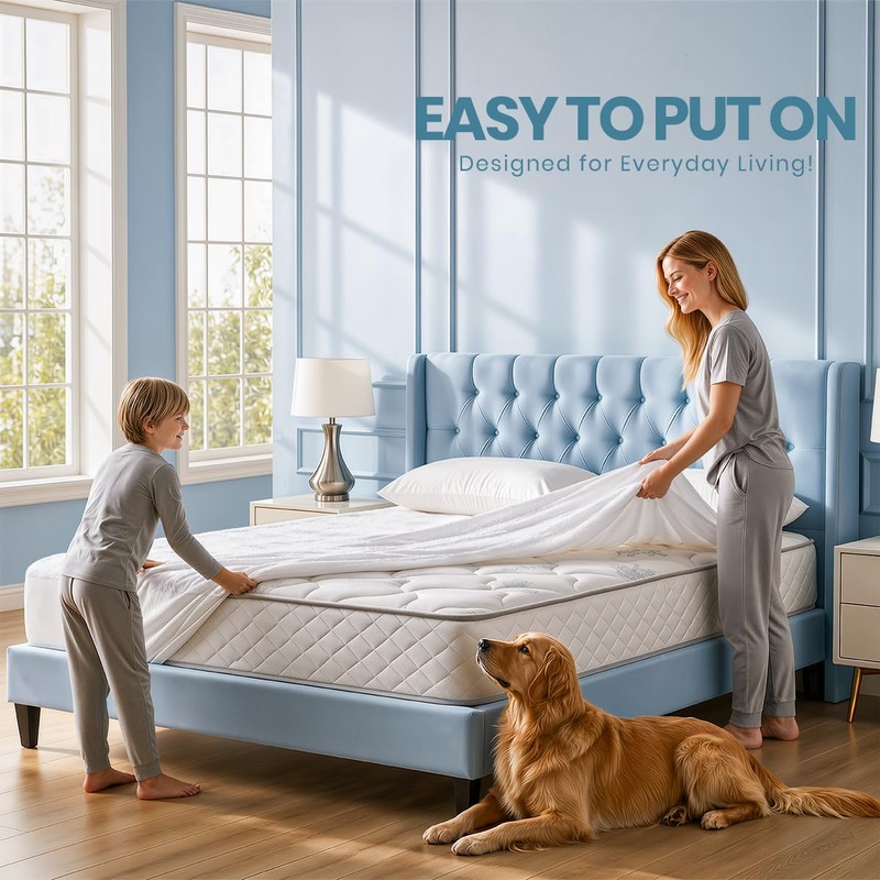 Waterproof Mattress Protector Double Bed 135 x 190 cm, Fits