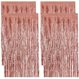 Mr. Gadget Solution® New Tinsel Shimmer FOIL Door Curtain Garlands Birthday Party Disco Decorations-Rose Gold