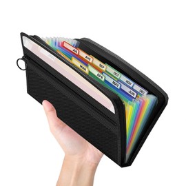 Ansook Receipt Organiser, 13 Pockets Coupon Expending Files, Small File Folder Organiser, 10.8×6.8 Inches Accordian Document Folders with &Labels, Junior Size Monthly Budget Planner Organiser