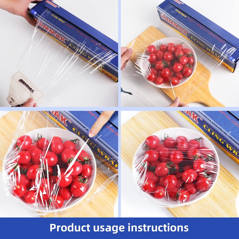 KAMMAK Cling Wrap Plastic Wrap Dispenser for Food with Slide