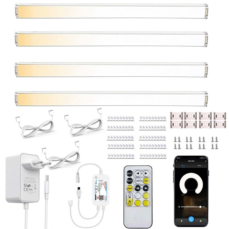 4pcs 30 cm Bar LED Cabinet Light Installation Kit with