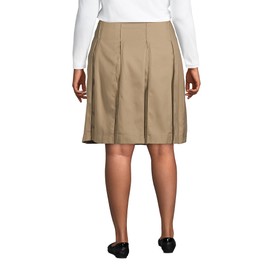 Lands' End Uniform Box Pleat Skirt Top of Knee Khaki Womens Regular 10