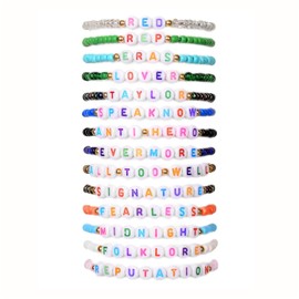 Tearmier 14 Pcs TS Friendship Bracelets, Music Party Jewelry Accessories for Colorful Letter Beaded Bracelet, Taylor Bracelets, Album Inspired Bracelets Set, Bohemian Couple Friendship Beach Bracelet