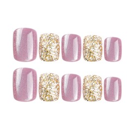 Nail Tip Short Spring Summer Nail Press Handmade Cat Eye Stone Design Popular Japanese Style Cute Simple Fashionable Coming of Age Ceremony Entrance Ceremony Graduation Ceremony Wedding Party Nail Tip