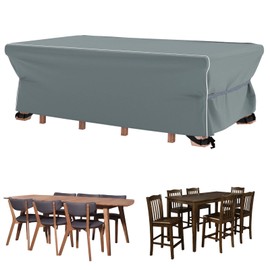 Velway Patio Furniture Set Cover - Heavy Duty 420D Waterproof Weatherproof Outdoor Dining Table and Chairs Furniture Set Cover with Reflective Tape Square 49"L x 49"W x 29"H - Grey