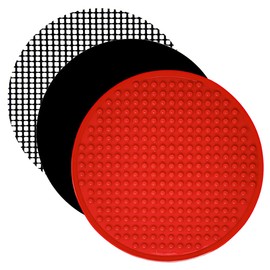 Air Fryer Silicone Liner Set of 3 Compatible with Instant Pot 8 QT Duo Crisp, Ninja Foodi + More, Air Fryer Pressure Cooker Accessories Parchment Paper Sheet Replacement Reusable Mats 9.4 inch Round