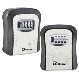 Brillirare 2 Pack Key Lock Box, Waterproof Combination Lockbox Wall Mount 4 Digits, Resettable Key Hider, Upgraded Large Capacity Password Box for House Keys, Car Keys, ID Cards with Mounting Kit
