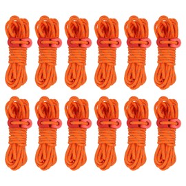 PATIKIL 4mm Tent Rope, 12 Pack 13ft Reflective Guyline Cord Tied Downs Rope Paracord Cord Camping Ropes with Red Aluminum Cord Adjusters for Camping Hiking Tent, Orange