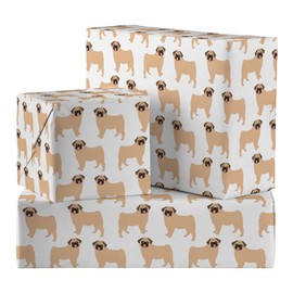 Hunts England - 5 Sheets Of Pug Dog Birthday Fun Wrapping Paper For Men/Women - Includes 5 Gift Tags - Folded Gift Wrap - Iconic Collection - For Son, Daughter, Mum, Wife, etc.