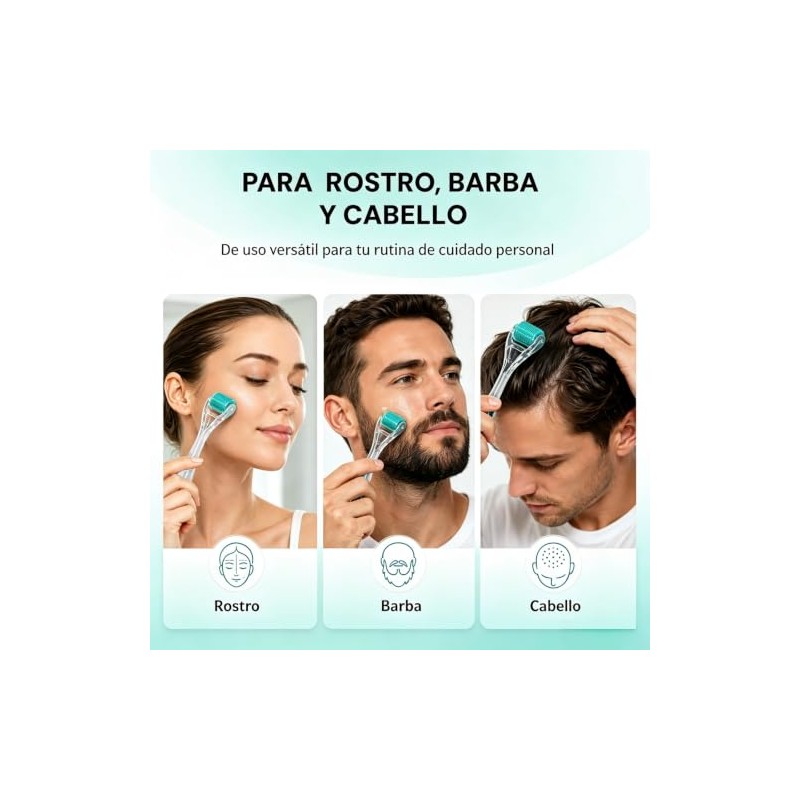 2 PCS Dermaroller 0.25 mm Titanio, Rodillo Facial para Barba