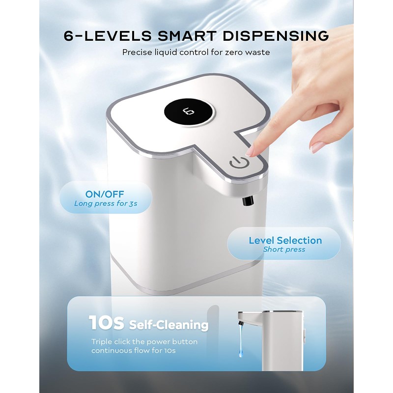 MTYGK Automatic Soap Dispenser Touchless, 6-Level Adjustable,13.5oz/400ml Rechargeabled Wall Mounted