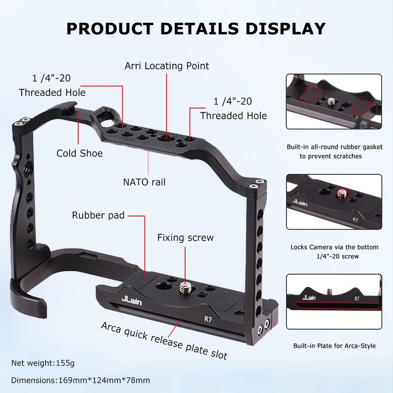 Foto4easy Aluminum Alloy R7 Cage for Canon EOS R7 Mirrorless