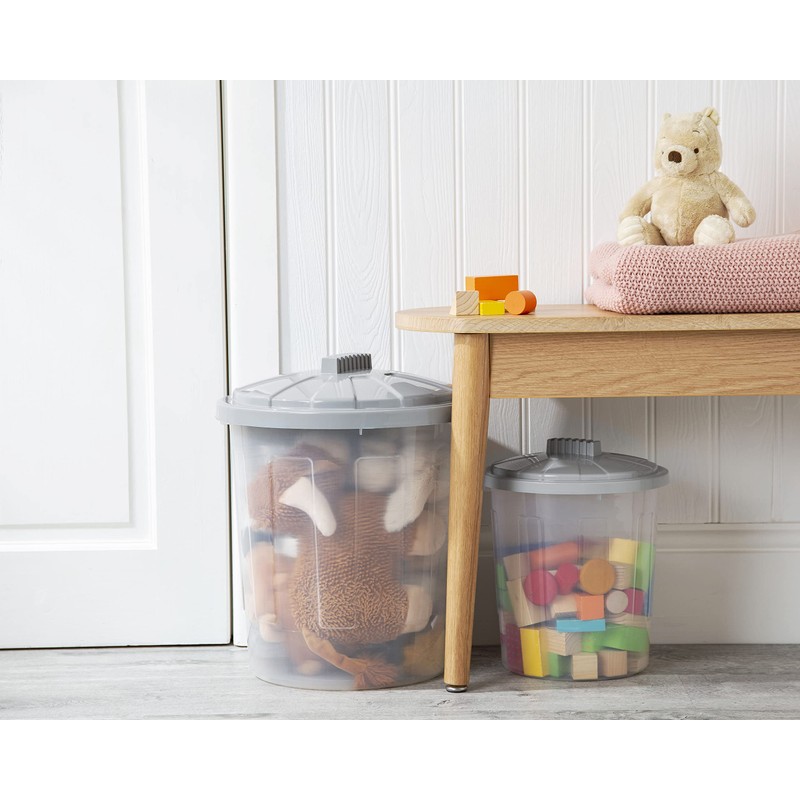 8L Fun Bin & Lid Clear/Cool Grey Small storage bin