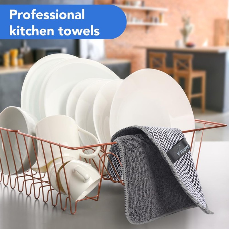 VIVOTE 6 Pack Microfiber Dual Surface Scrubbing Cloth, No Scratch