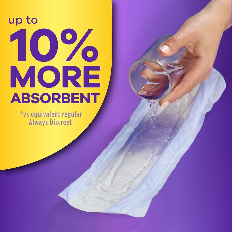 Always Discreet plus Incontinence Pads for Women, Extra Heavy Long,